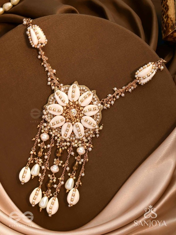 Upkulam - The Shore Letters - Shells, Beads And Pearl Drops Hand Embroidered Neckpiece