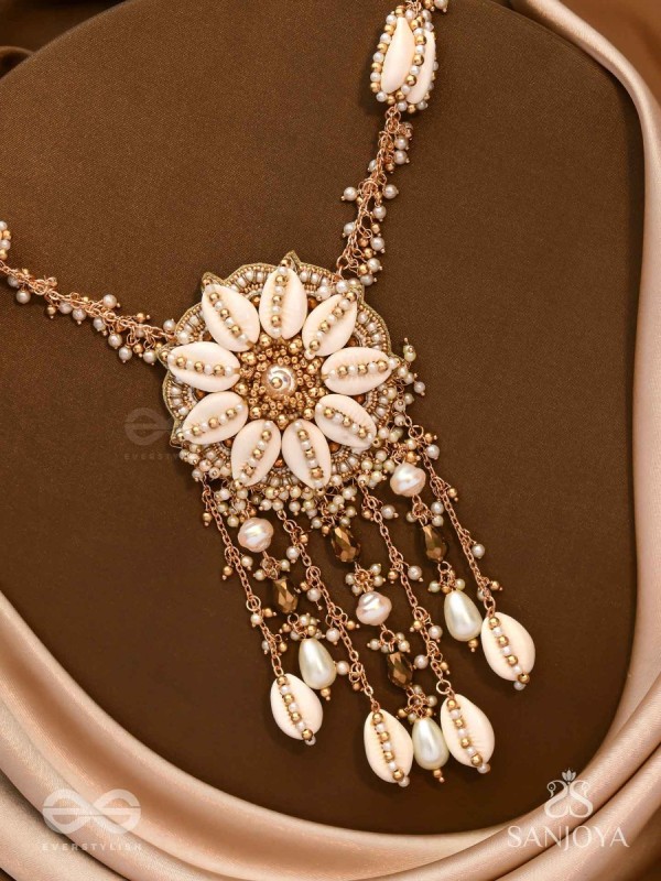 Upkulam - The Shore Letters - Shells, Beads And Pearl Drops Hand Embroidered Neckpiece