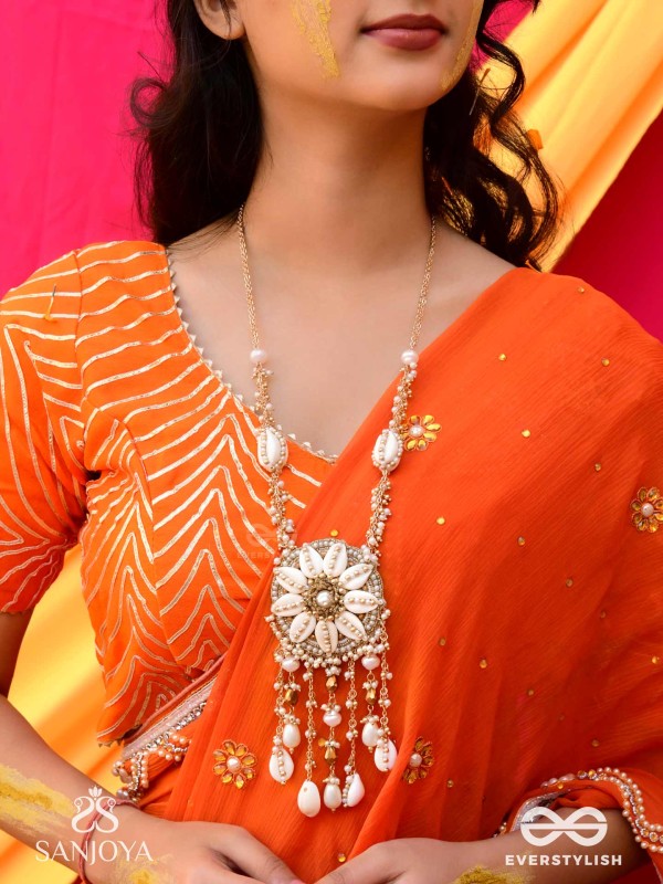 Upkulam - The Shore Letters - Shells, Beads And Pearl Drops Hand Embroidered Neckpiece