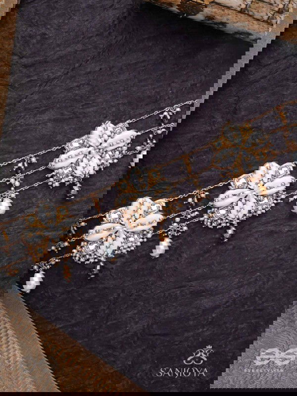 Stavkini - The Shell Bouquet - Shells, Mirrors, Beads And Glass Drops Hand Embroidered Kamarbandh