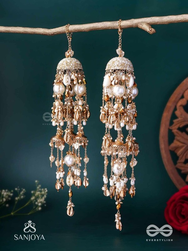 Kvanit - The Auspicious Chimes - Beads, Shells, Pearls And Glass Drops Hand Embroidered Kaleere Without Bangles