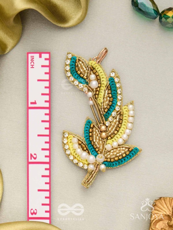 Parnin - The Embellished Feathers - Beads, Sequins And Cutdana Hand Embroidered Earrings