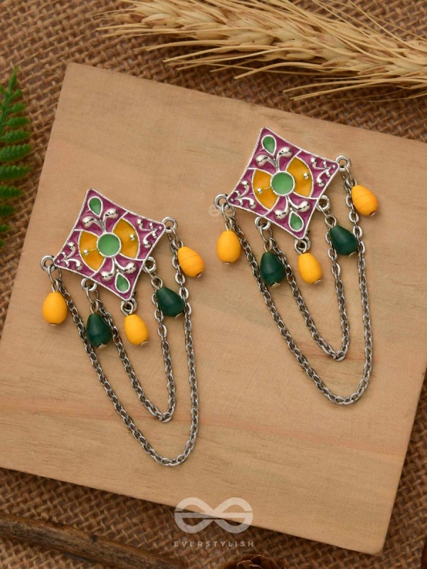 The Countryside Charms - Enamelled Oxidised Earrings