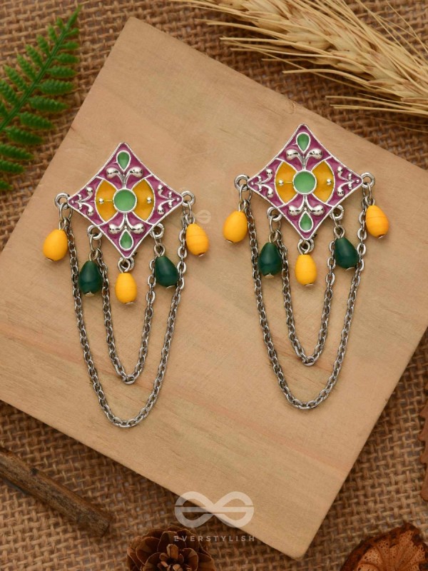 The Countryside Charms - Enamelled Oxidised Earrings