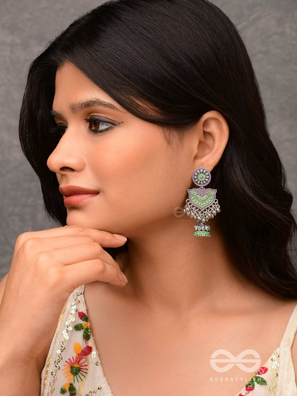 The Forest Lake- Enamelled Oxidised Earrings