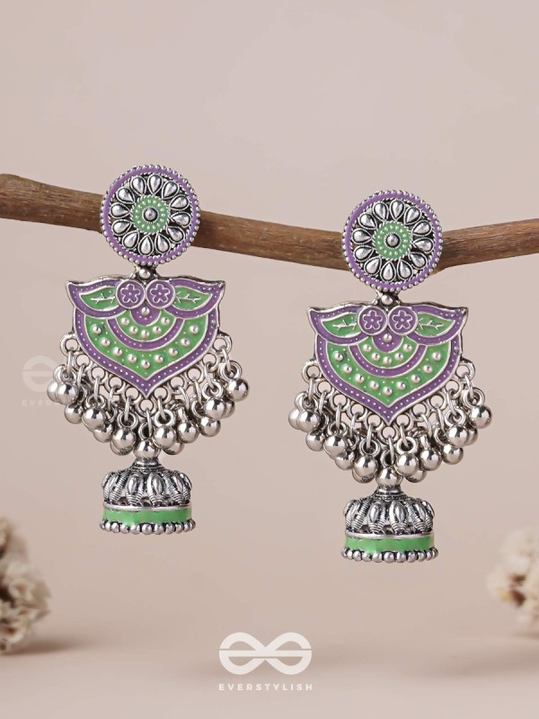 The Forest Lake- Enamelled Oxidised Earrings