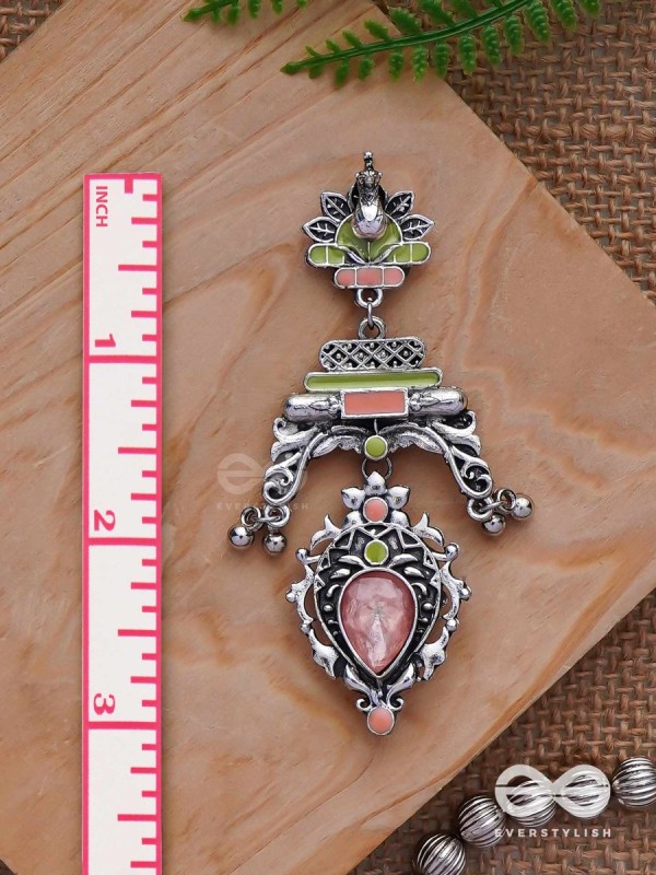 The Birds' Haven - Stone Enamelled Oxidised Earrings