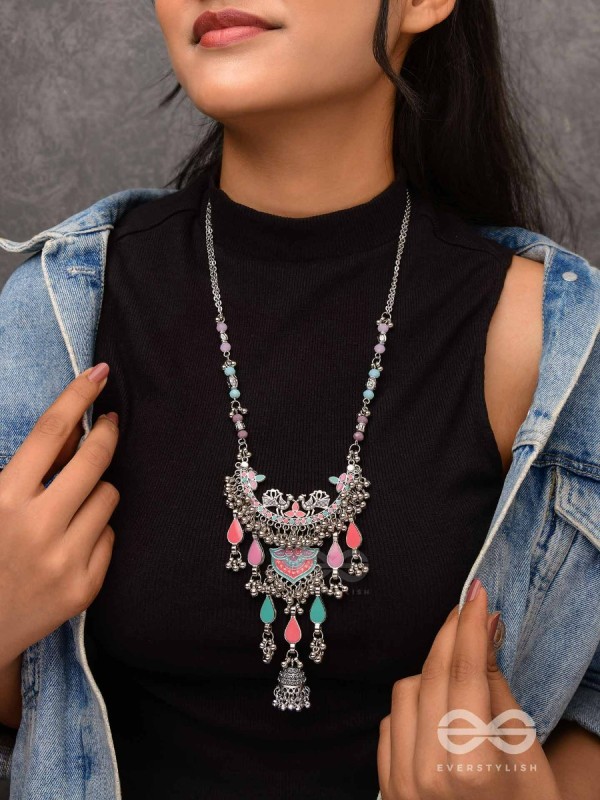 The Peacock Union - Enamelled Oxidised Neckpiece