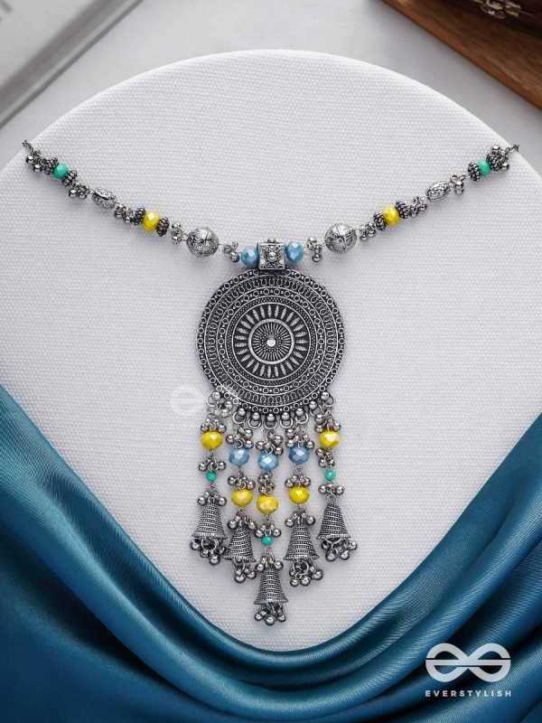 The Mandala Creation - Oxidised Hand Embroidered Neckpiece