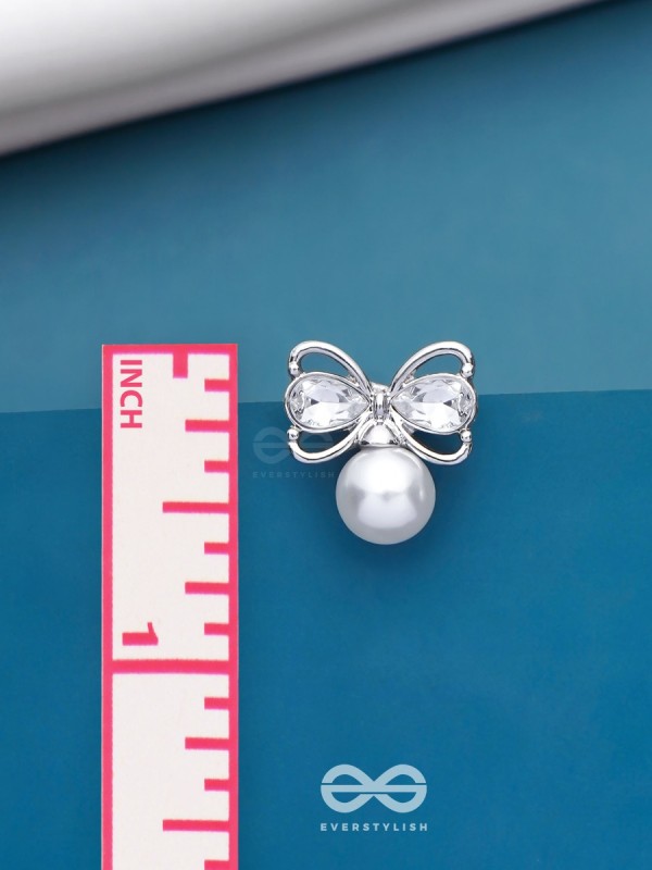 Bows Of Innocence - Embellished Silver Earrings