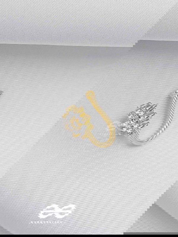 The Embedded Flower - Golden Cubic Zirconia NoseRing (NON-PIERCING)