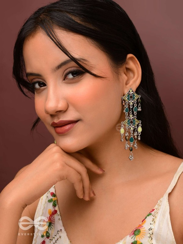 The Earthy Shades - Enamelled Oxidised Earrings