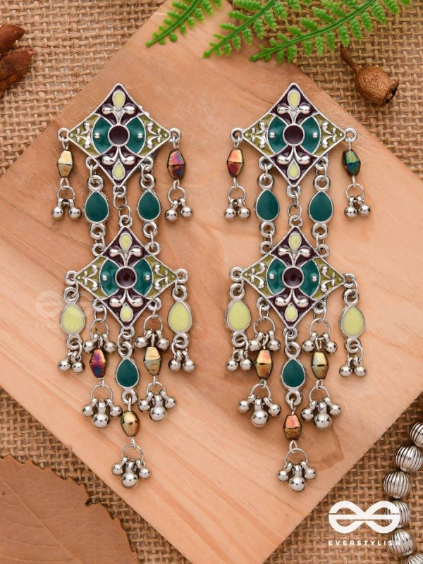 The Earthy Shades - Enamelled Oxidised Earrings
