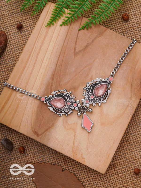 The Rosy Reminiscence - Enamelled Oxidised Choker Neckpiece