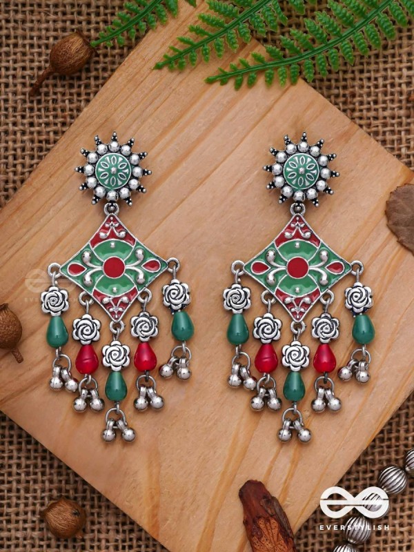 The Floral Hues - Enamelled Oxidised Earrings