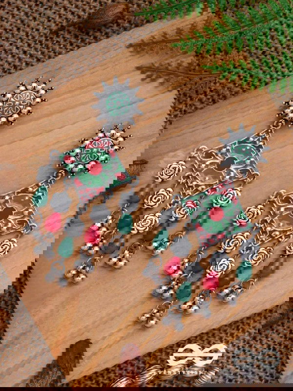 The Floral Hues - Enamelled Oxidised Earrings