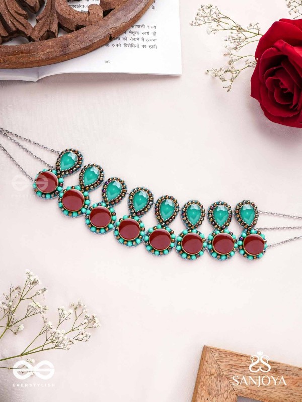 Palash - The Green Serenade - Stones And Beads Hand Embroidered Choker Neckpiece