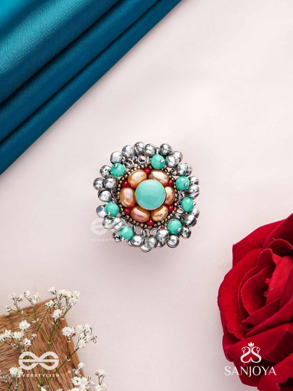 Virutya - The Humming Colours - Stone And Beads Hand Embroidered Ring