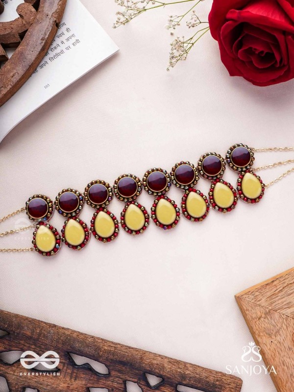 Rasvatta - The Olive Elegance - Stones And Beads Hand Embroidered Choker Neckpiece