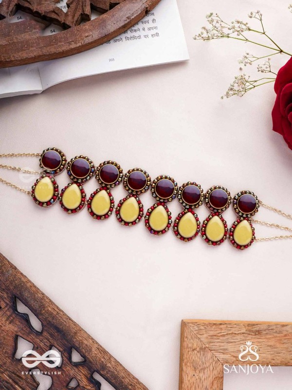 Rasvatta - The Olive Elegance - Stones And Beads Hand Embroidered Choker Neckpiece