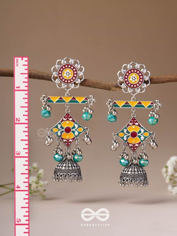 The Calming Hues - Enamelled Oxidised Earrings