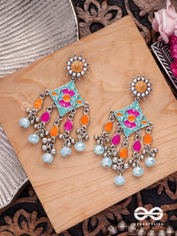 The Bright Merries - Enamelled Oxidised Earrings