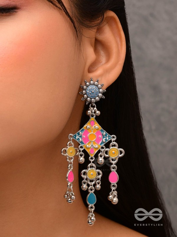 The Sunset Landscape - Enamelled Oxidised Earrings