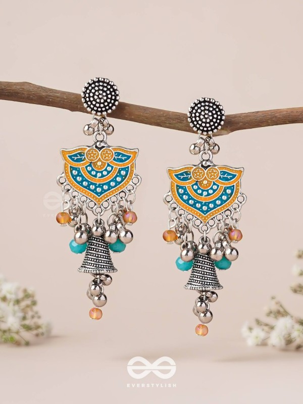 The Sunset Bells - Enamelled Oxidised Earrings