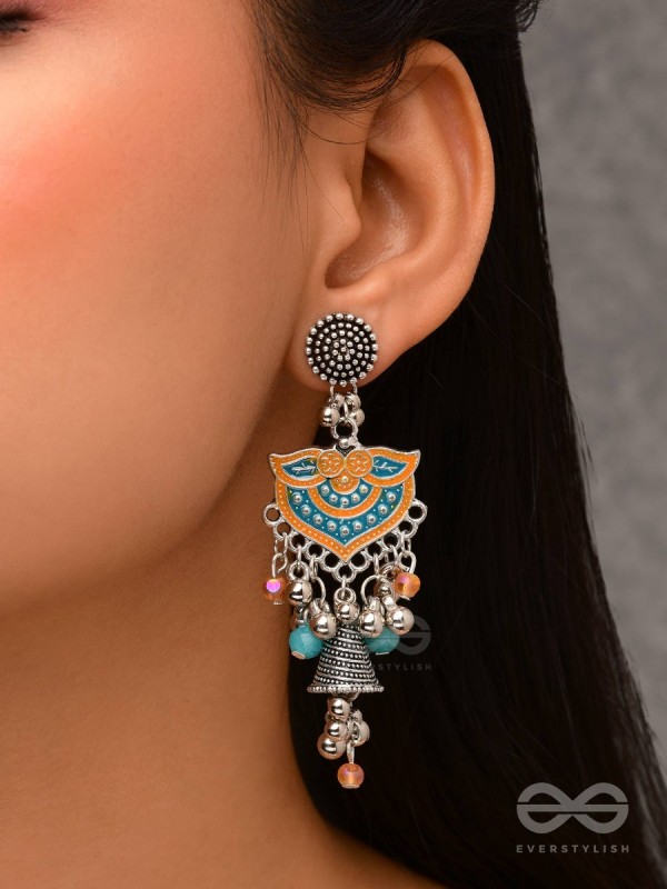 The Sunset Bells - Enamelled Oxidised Earrings