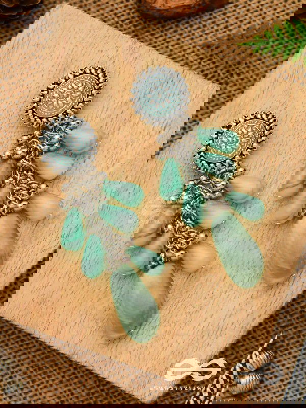 The Misty Drops - Enamelled Oxidised Earrings