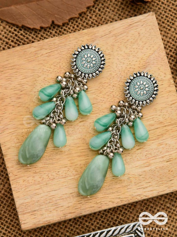 The Misty Drops - Enamelled Oxidised Earrings