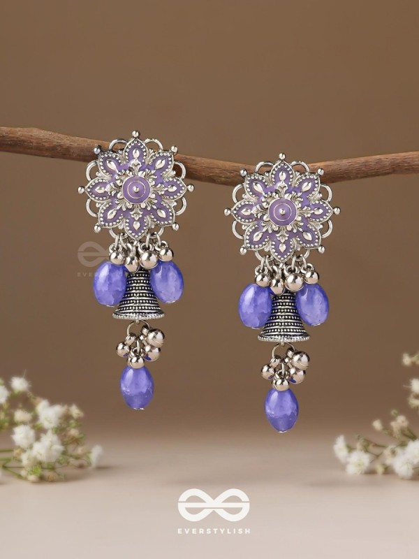 The Azure Snowflakes - Enamelled Oxidised Earrings