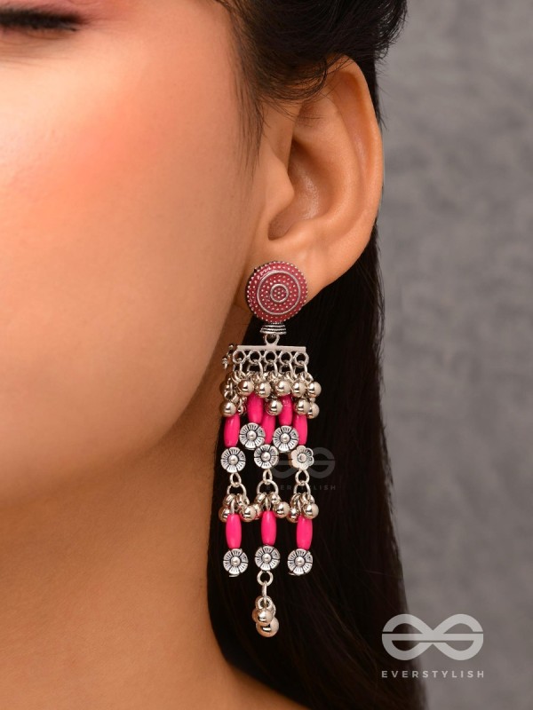 The Fuchsia Fairies - Enamelled Oxidised Earrings