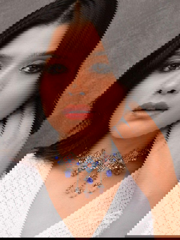 The Indigo Blush - Enamelled Oxidised Neckpiece