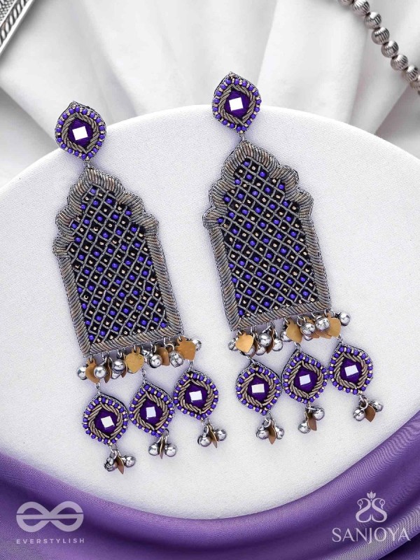 Nripangan - The Royal Pavilions - Beads And Dabka Hand Embroidered Earrings