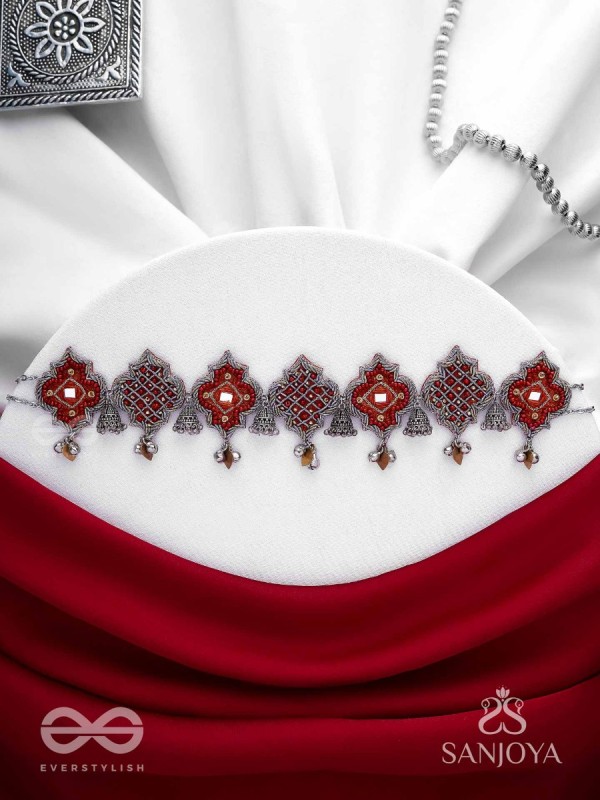 Sulohit - The Sangria Serenade - Beads And Dabka Hand Embroidered Choker Neckpiece