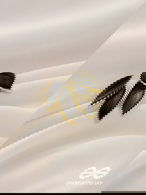 Petals Panache - Golden Enamelled Earrings (Black)