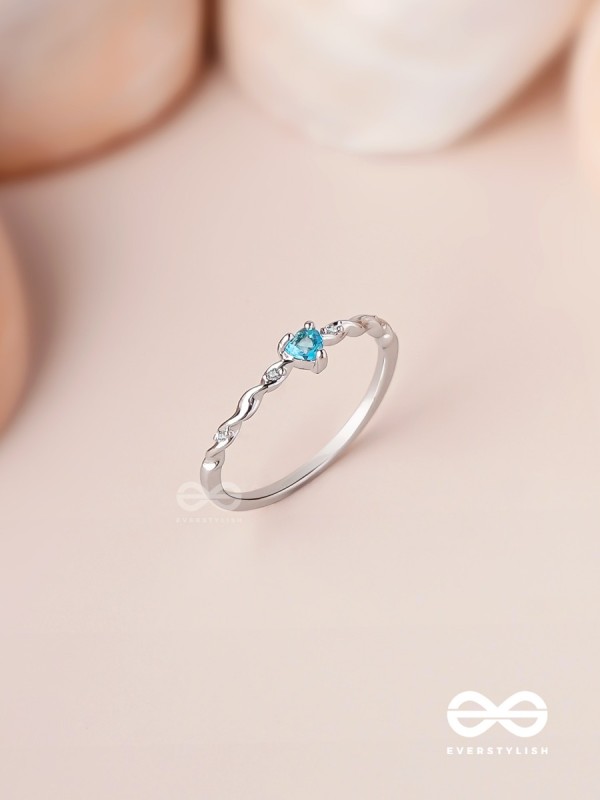 The Teal Prism - Silver Cubic Zirconia Ring