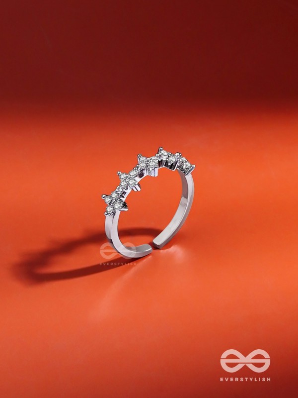 The Sacred Crown - Silver Cubic Zirconia Ring (Adjustable)