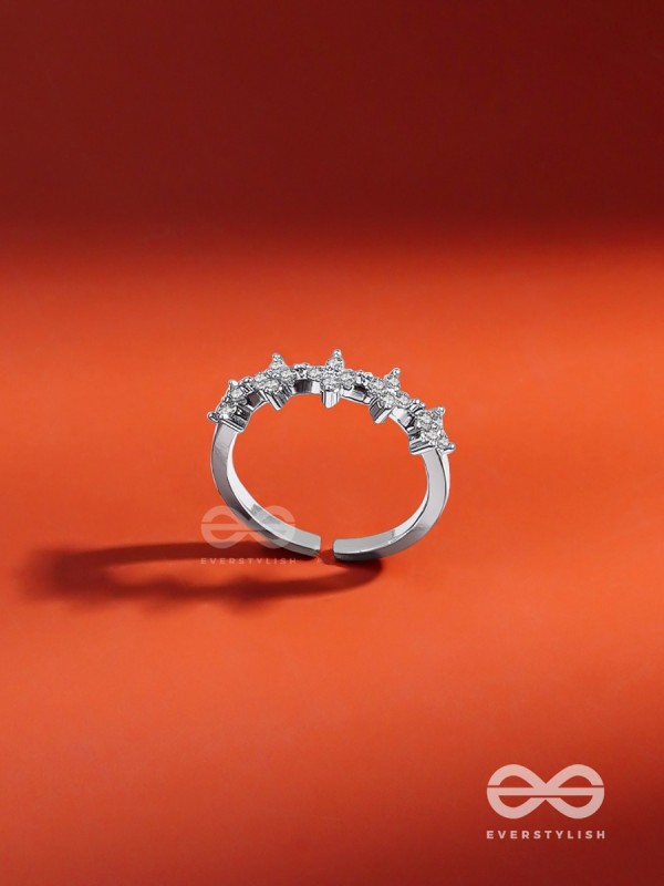 The Sacred Crown - Silver Cubic Zirconia Ring (Adjustable)