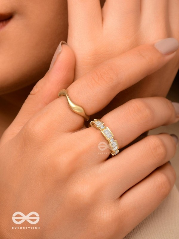 Midas Treasures - Golden Cubic Zirconia Rings (Set Of 2 Adjustable)