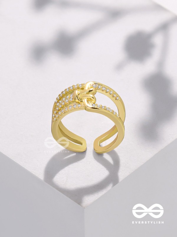 The Cherished Bonds - Golden Cubic Zirconia Ring (Adjustable)