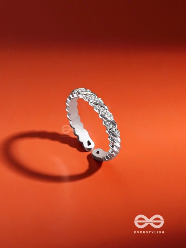 The Twisted Tales - Silver Cubic Zirconia Ring (Adjustable)