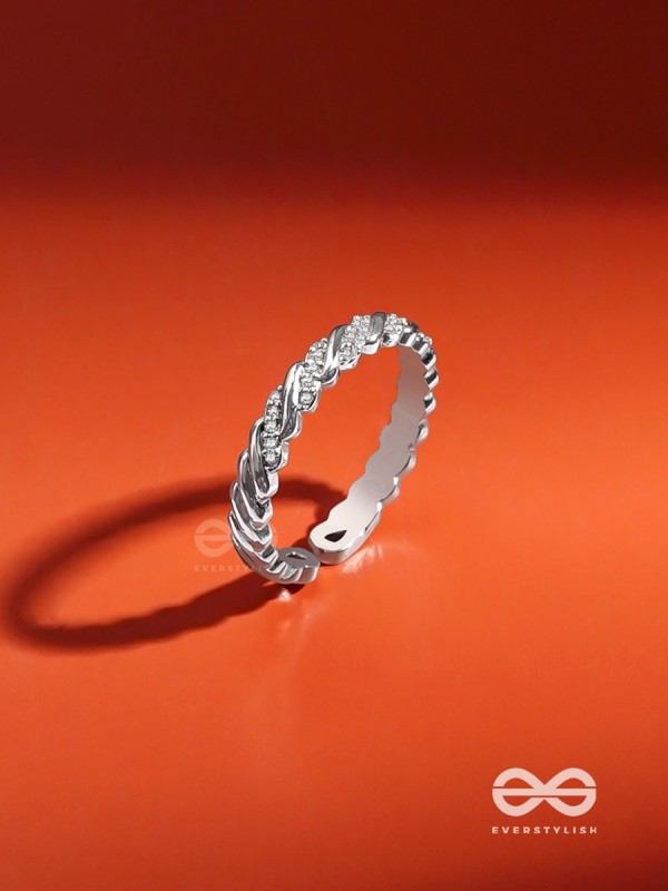 The Twisted Tales - Silver Cubic Zirconia Ring (Adjustable)