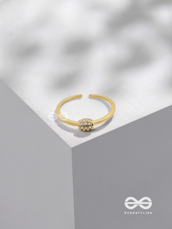 The Rare Lustre - Golden Cubic Zirconia Ring 