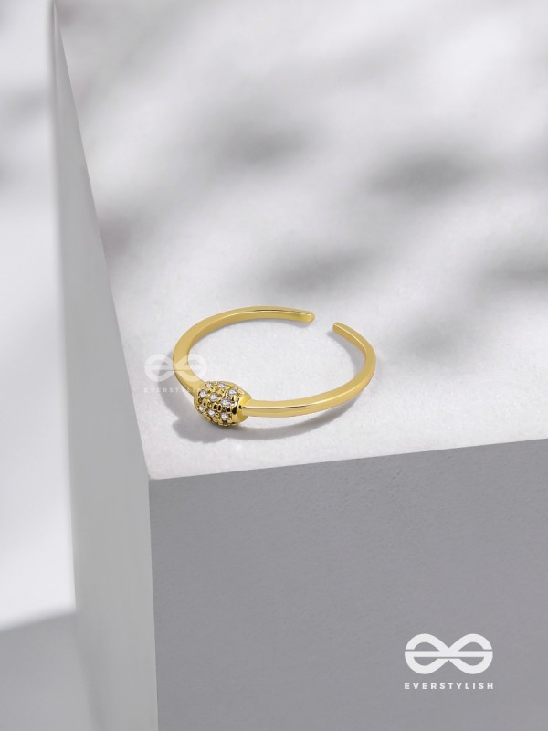 The Rare Lustre - Golden Cubic Zirconia Ring 