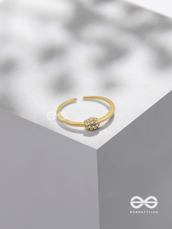 The Rare Lustre - Golden Cubic Zirconia Ring 