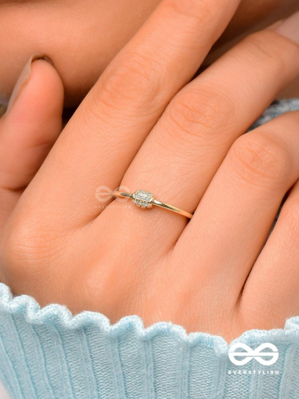 The Rare Lustre - Golden Cubic Zirconia Ring 