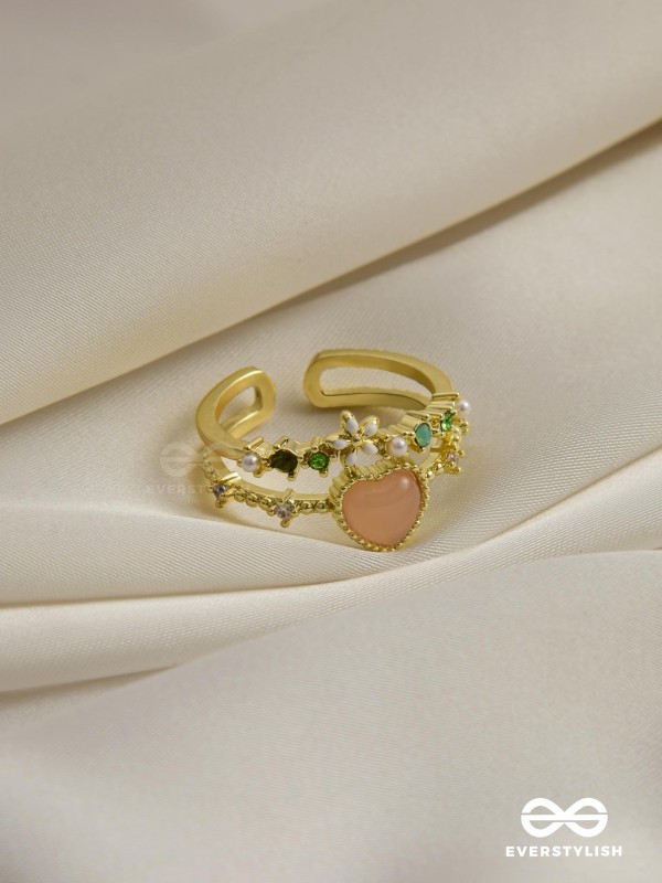 The Eden's Secret - Golden Embellished Ring (Adjustable)
