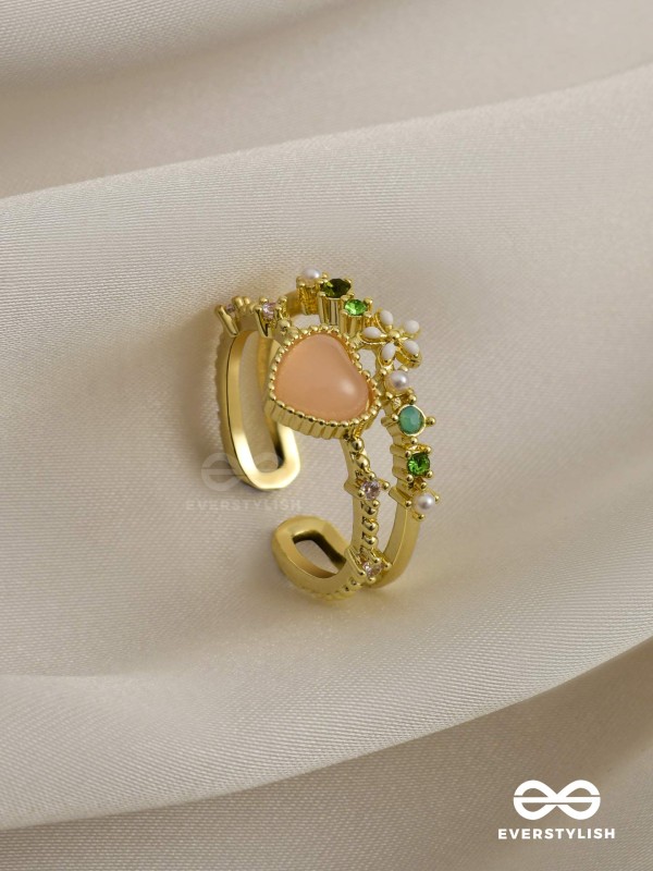 The Eden's Secret - Golden Embellished Ring (Adjustable)